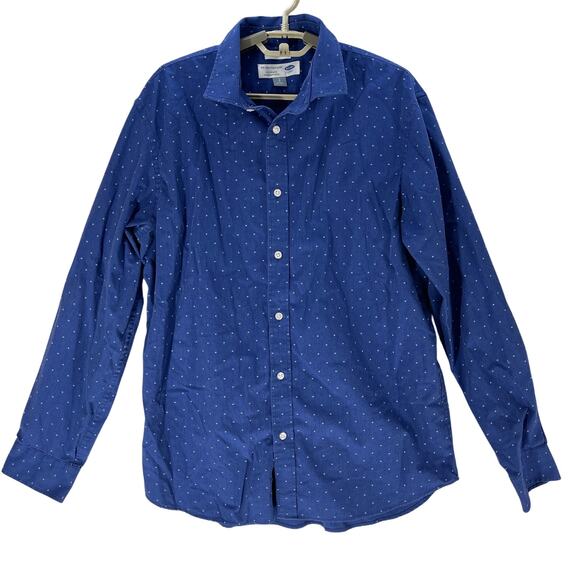 Old Navy Button Up Shirt Men Size L Blue All Over Print Long Sleeves Cotton - Picture 1 of 6